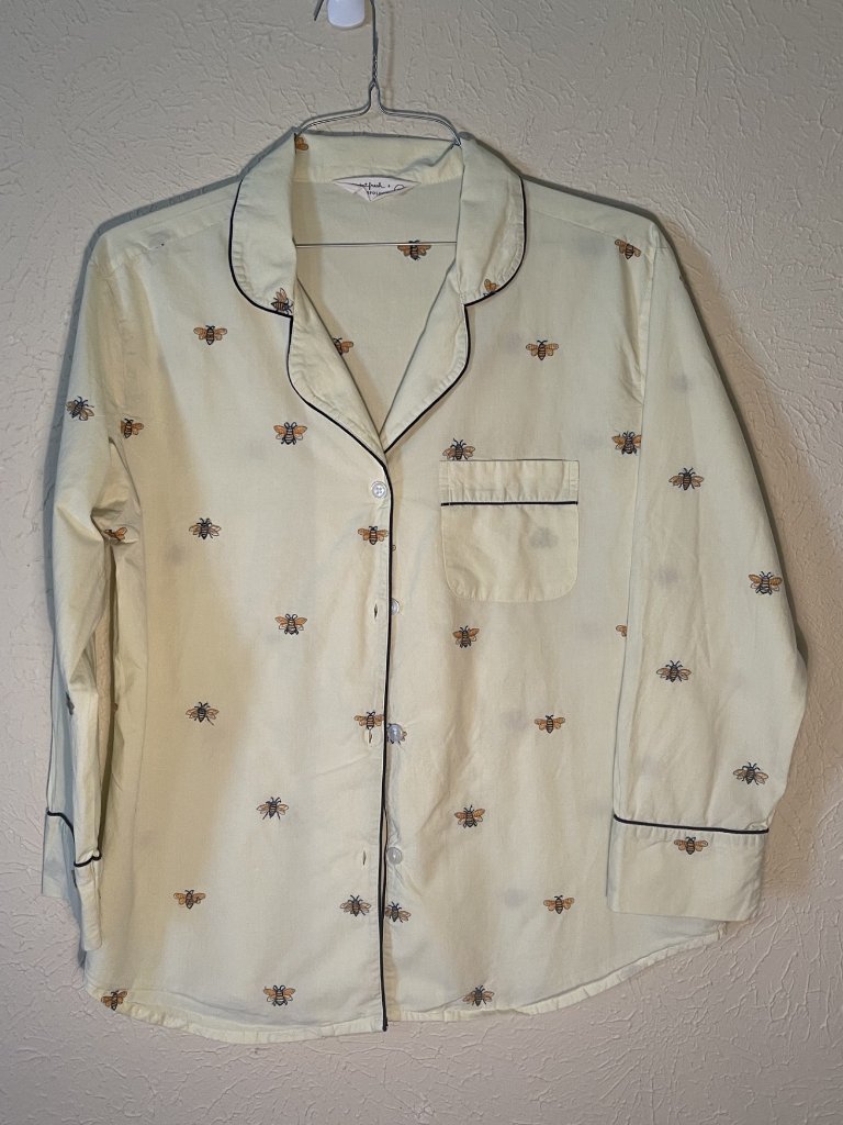 Printfresh + Antropologie Cotton Long-Sleeve Bee Print Top (Top Only), Size M
